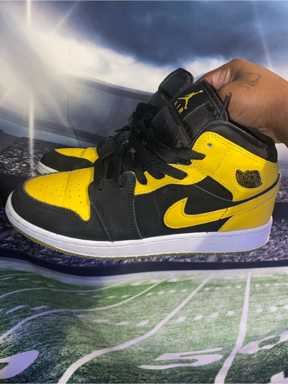 Jordan Kids Black and Yellow High-Top Sneakers